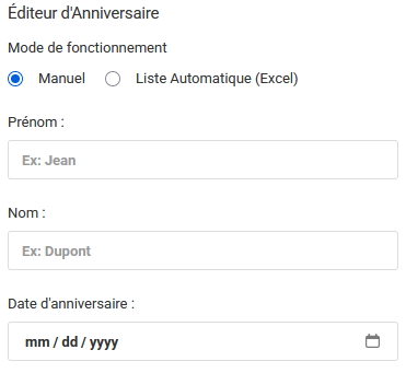 Module Anniversaire Manuel