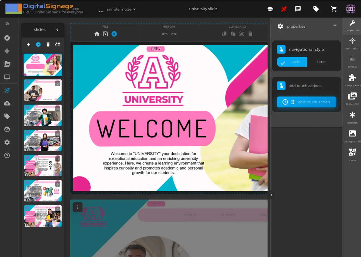 Digital Signage : dashboard